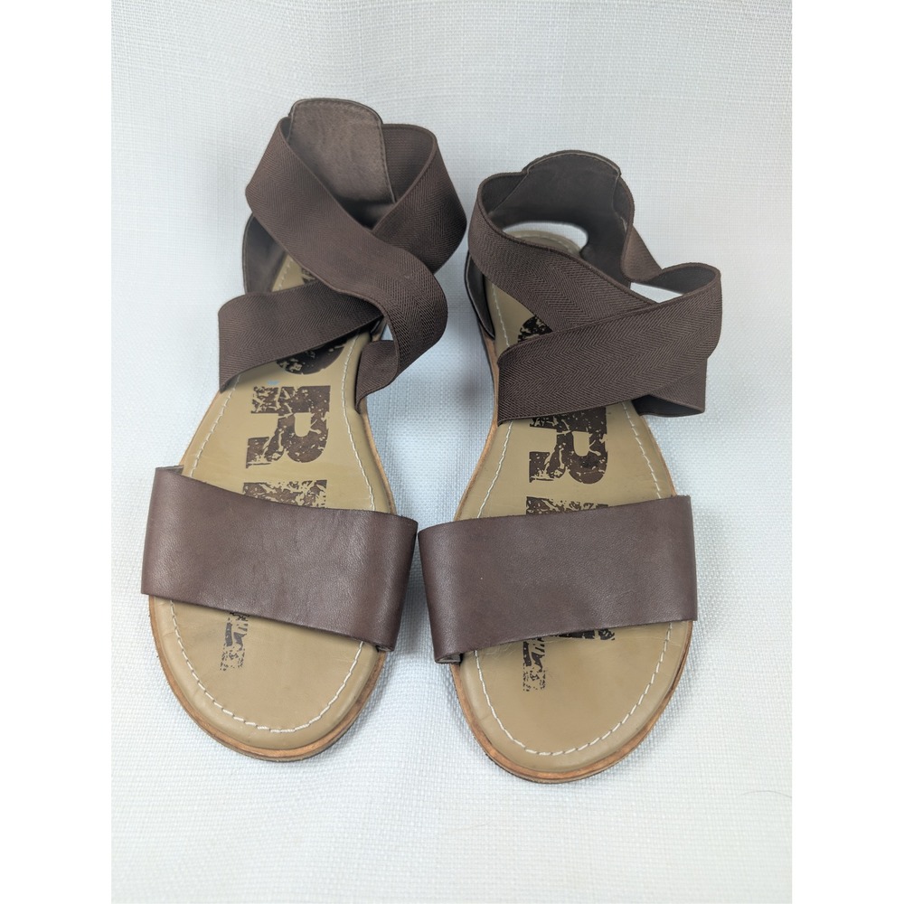 Sorel Ella II Womens Sandals 9 Ash Brown Leather Cross Strap Flat Slip On‎ boho